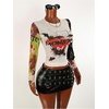 image:imageRoseSeek Womens Y2K Letter Graphic T Shirt Long Sleeve Crew Neck Tee Party Festival TopsMulticolor