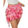 image:imageRoseSeek Womens Boho Tropical Floral Mini Skirts Bodycon Ruffle Layered Skirt Beach Vacation OutfitPink