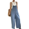 image:imageRoseSeek Womens One Piece Sleeveless Wide Leg Denim Jumpsuit Y2K Casual Bow Backless Loose Jean OverallsBlue