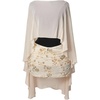 image:imageRoseSeek Womens Sheer Poncho Tops High Low Chiffon Shawl Boat Neck Ruffle Hem CapeApricot