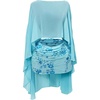 image:imageRoseSeek Womens Sheer Poncho Tops High Low Chiffon Shawl Boat Neck Ruffle Hem CapeBlue