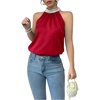 image:imageRoseSeek Womens Summer Halter Tops Beaded Sleeveless Blouses Casual Dressy Elegant Work Blouse ShirtsRed