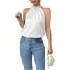 image:imageRoseSeek Womens Summer Halter Tops Beaded Sleeveless Blouses Casual Dressy Elegant Work Blouse ShirtsWhite