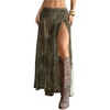 image:imageRoseSeek Womens Western Boho Lace Maxi Skirt Low Rise High Slit Flowy Country Cowgirl Skirts Trendy OutfitsGreen