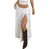 image:imageRoseSeek Womens Western Boho Lace Maxi Skirt Low Rise High Slit Flowy Country Cowgirl Skirts Trendy OutfitsSolid White
