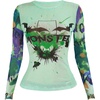 image:imageRoseSeek Womens Y2K Letter Graphic T Shirt Long Sleeve Crew Neck Tee Party Festival TopsMulticolor Green