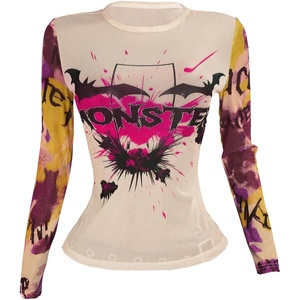 image:imageRoseSeek Womens Y2K Letter Graphic T Shirt Long Sleeve Crew Neck Tee Party Festival TopsBeige Pink