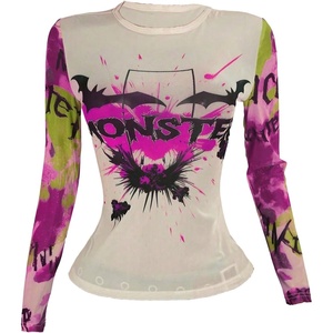 image:imageRoseSeek Womens Y2K Letter Graphic T Shirt Long Sleeve Crew Neck Tee Party Festival TopsBeige Purple