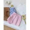 image:imageRoseSeek Womens 2 Packs Striped Linen Mini Shorts Drawstring Waist Button Front Lounge ShortsBlue and Pink