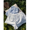 image:imageRoseSeek Womens 2 Packs Striped Linen Mini Shorts Drawstring Waist Button Front Lounge ShortsBlue and White