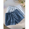 image:imageRoseSeek Womens 2 Packs Striped Linen Mini Shorts Drawstring Waist Button Front Lounge ShortsDusty Blue and White