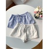 image:imageRoseSeek Womens 2 Packs Striped Linen Mini Shorts Drawstring Waist Button Front Lounge ShortsMulticolor