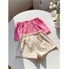 image:imageRoseSeek Womens 2 Packs Striped Linen Mini Shorts Drawstring Waist Button Front Lounge ShortsPink and Beige