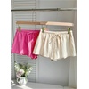 image:imageRoseSeek Womens 2 Packs Striped Linen Mini Shorts Drawstring Waist Button Front Lounge ShortsPink and Beige