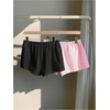 image:imageRoseSeek Womens 2 Packs Striped Linen Mini Shorts Drawstring Waist Button Front Lounge ShortsPink and Black