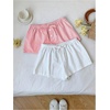 image:imageRoseSeek Womens 2 Packs Striped Linen Mini Shorts Drawstring Waist Button Front Lounge ShortsRed and White