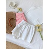 image:imageRoseSeek Womens 2 Packs Striped Linen Mini Shorts Drawstring Waist Button Front Lounge ShortsRed and White