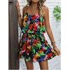 image:imageRoseSeek Womens Boho Wide Leg Short Romper Spaghetti Strap Layered Ruffle Vacation Summer JumpsuitBlack