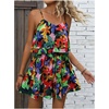 image:imageRoseSeek Womens Boho Wide Leg Short Romper Spaghetti Strap Layered Ruffle Vacation Summer JumpsuitBlack