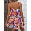 image:imageRoseSeek Womens Boho Wide Leg Short Romper Spaghetti Strap Layered Ruffle Vacation Summer JumpsuitMix Multicolor