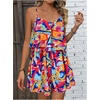 image:imageRoseSeek Womens Boho Wide Leg Short Romper Spaghetti Strap Layered Ruffle Vacation Summer JumpsuitMix Multicolor