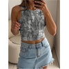 image:imageRoseSeek Womens Camo Graphic Tank Top Crewneck Sleeveless Fitted Crop Tops Summer ClothesCamo Grey