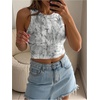 image:imageRoseSeek Womens Camo Graphic Tank Top Crewneck Sleeveless Fitted Crop Tops Summer ClothesGrey