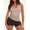 image:imageRoseSeek Womens Lace Frill Layered Mini Shorts Elastic Waist Low Rise Skinny Y2K ShortsBrown