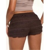 image:imageRoseSeek Womens Lace Frill Layered Mini Shorts Elastic Waist Low Rise Skinny Y2K ShortsBrown