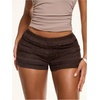 image:imageRoseSeek Womens Lace Frill Layered Mini Shorts Elastic Waist Low Rise Skinny Y2K ShortsBrown