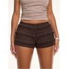 image:imageRoseSeek Womens Lace Frill Layered Mini Shorts Elastic Waist Low Rise Skinny Y2K ShortsBrown