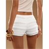 image:imageRoseSeek Womens Lace Frill Layered Mini Shorts Elastic Waist Low Rise Skinny Y2K ShortsWhite