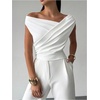 image:imageRoseSeek Womens Off The Shoulder Wrap Tank Top Sleeveless Tight Elegant Formal Party Going Out TopsApricot