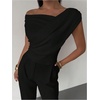 image:imageRoseSeek Womens Off The Shoulder Wrap Tank Top Sleeveless Tight Elegant Formal Party Going Out TopsBlack