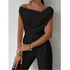 image:imageRoseSeek Womens Off The Shoulder Wrap Tank Top Sleeveless Tight Elegant Formal Party Going Out TopsBlack