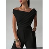 image:imageRoseSeek Womens Off The Shoulder Wrap Tank Top Sleeveless Tight Elegant Formal Party Going Out TopsBlack