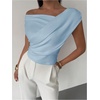 image:imageRoseSeek Womens Off The Shoulder Wrap Tank Top Sleeveless Tight Elegant Formal Party Going Out TopsBlue