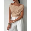 image:imageRoseSeek Womens Off The Shoulder Wrap Tank Top Sleeveless Tight Elegant Formal Party Going Out TopsKhaki