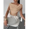 image:imageRoseSeek Womens Off The Shoulder Wrap Tank Top Sleeveless Tight Elegant Formal Party Going Out TopsKhaki
