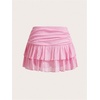 image:imageRoseSeek Womens Sequin Sparkly Skirts Mesh Ruffle Layered Drop Waist Glitter Mini Skirt Y2K Concert OutfitsPink