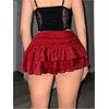 image:imageRoseSeek Womens Sequin Sparkly Skirts Mesh Ruffle Layered Drop Waist Glitter Mini Skirt Y2K Concert OutfitsRed