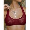 image:imageRoseSeek Womens Sleeveless Mesh Sheer Crop Tank Athletic Bandeau Bras See Through Racerback ShirtBurgundy