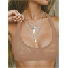 image:imageRoseSeek Womens Sleeveless Mesh Sheer Crop Tank Athletic Bandeau Bras See Through Racerback ShirtKhaki