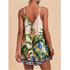 image:imageRoseSeek Womens Summer Tropical Rompers Sleeveless V Neck Wide Leg Vacation Short JumpsuitsGreen
