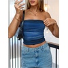 image:imageRoseSeek Womens Tie Dye Ruched Strapless Tube Top Sleeveless Fitted Elegant Crop Tops Going Out BandeauBlue
