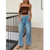 image:imageRoseSeek Womens Tie Dye Ruched Strapless Tube Top Sleeveless Fitted Elegant Crop Tops Going Out BandeauCoffee Brown