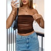 image:imageRoseSeek Womens Tie Dye Ruched Strapless Tube Top Sleeveless Fitted Elegant Crop Tops Going Out BandeauCoffee Brown