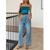 image:imageRoseSeek Womens Tie Dye Ruched Strapless Tube Top Sleeveless Fitted Elegant Crop Tops Going Out BandeauGreen