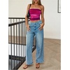 image:imageRoseSeek Womens Tie Dye Ruched Strapless Tube Top Sleeveless Fitted Elegant Crop Tops Going Out BandeauHot Pink