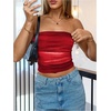 image:imageRoseSeek Womens Tie Dye Ruched Strapless Tube Top Sleeveless Fitted Elegant Crop Tops Going Out BandeauRed